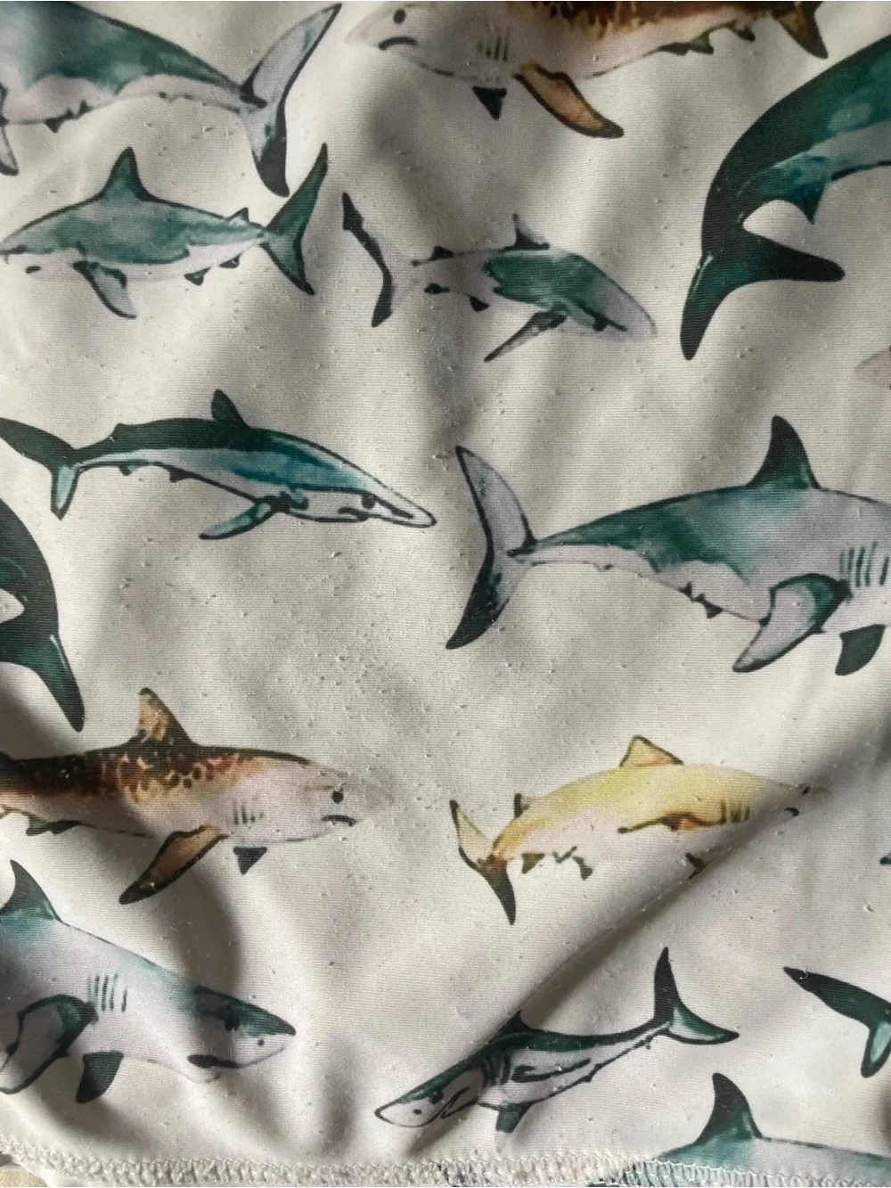 Kids Two-Piece Swim Pajama Set in Neutral Brown with Shark Print
